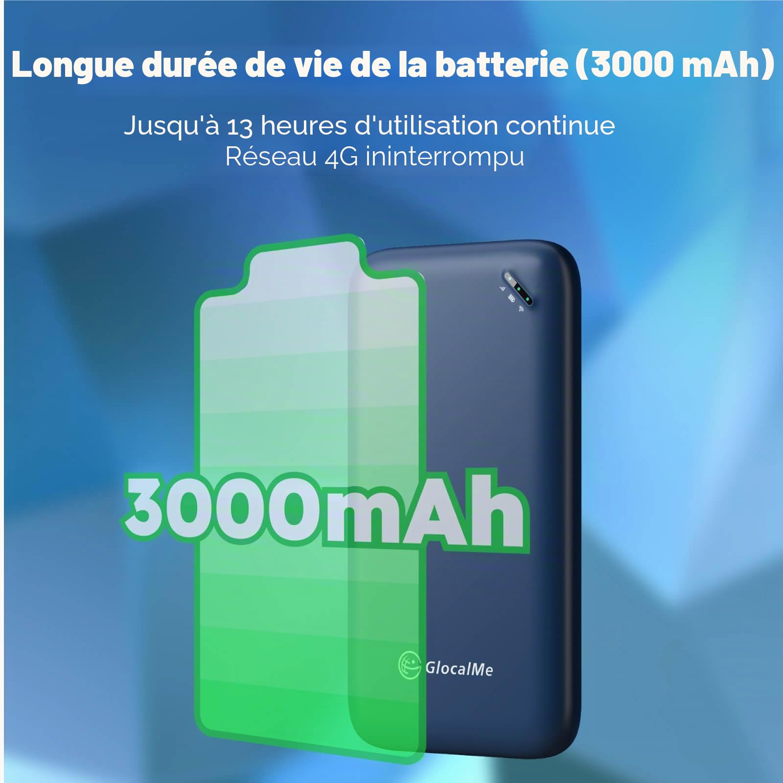 GlocalMe U20 UPP 4G Routeur Wi-FI Mobile, Disponible dans Plus de 140 Pays, Aucune Carte SIM requise, MIFI avec 1 Go de données globales et 8 Go EU données, Point d'accès International (Blanc)