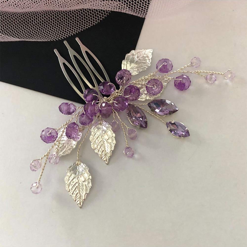 Purple Amethyst Quartz Hair Pin Comb Accessory Amazon.com : JWICOS Crystal Bride Wedding Hair Comb  main image 3