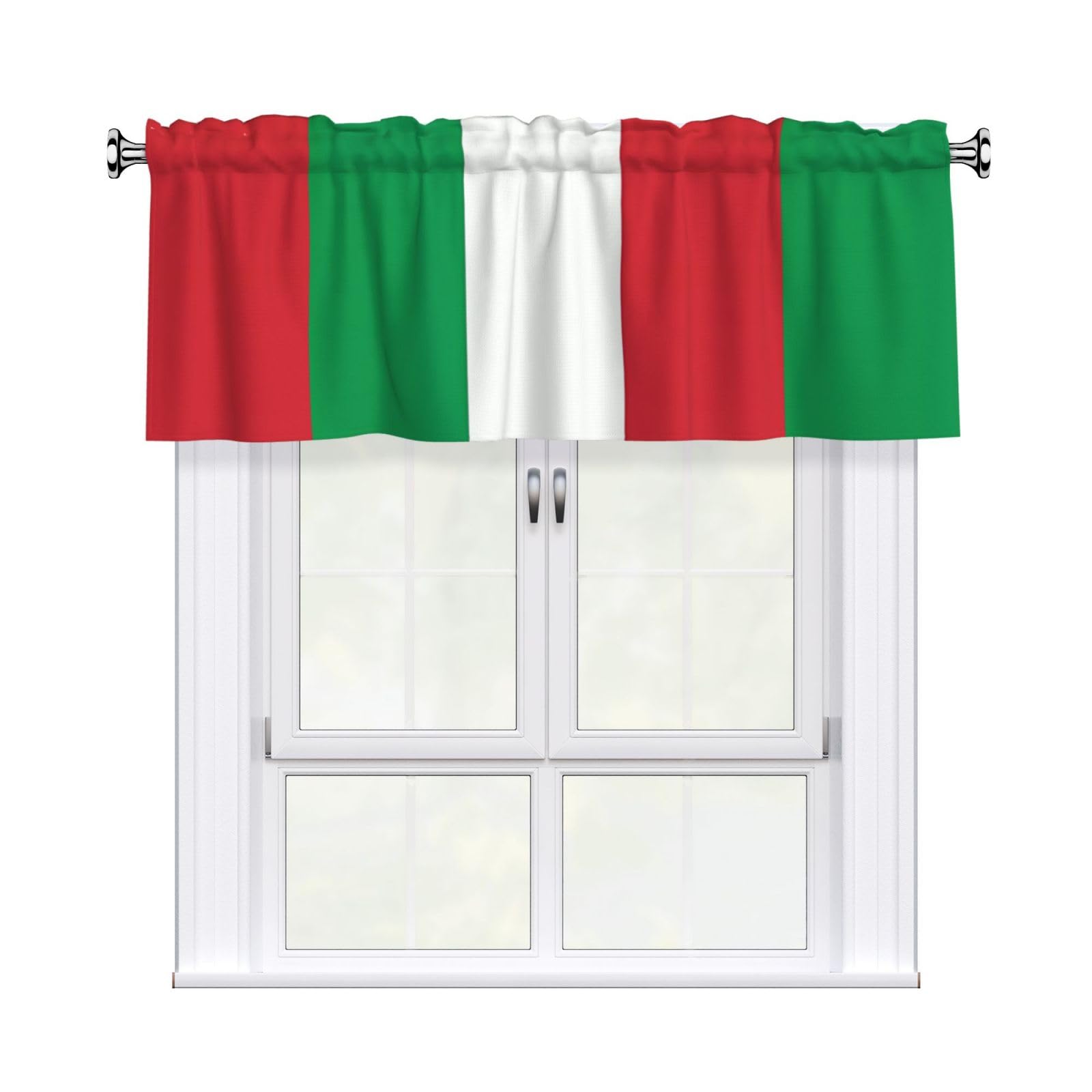 WHJSHOP italy flag Prints Curtain Valance 54x18in - Peach Skin Kitchen Window Layer, Filtered Light & Quick-Install Rod Pocket Cover