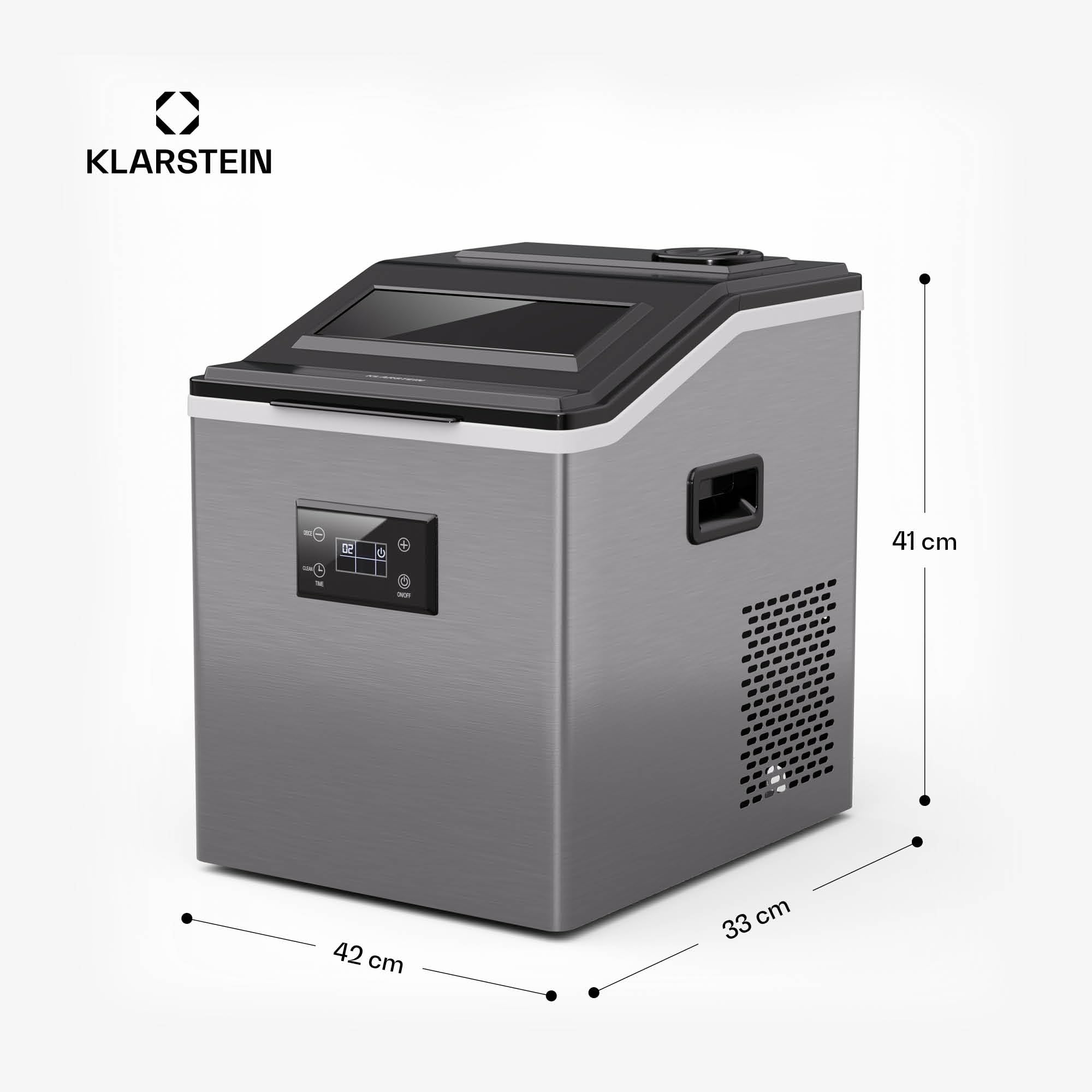 Klarstein FrostMaster Eiswürfelmaschine - 40 kg/Tag, 34 Eiswürfel in 15 Min, Edelstahl, LED-Bedienfeld, Eisportionierer, Eiswürfelbereiter, Ice Maker, Eiswürfelspender