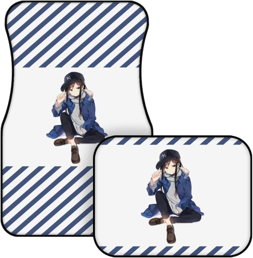 Anime Girl Car Floor Mats 4PCS Cute Floor Mats for Car