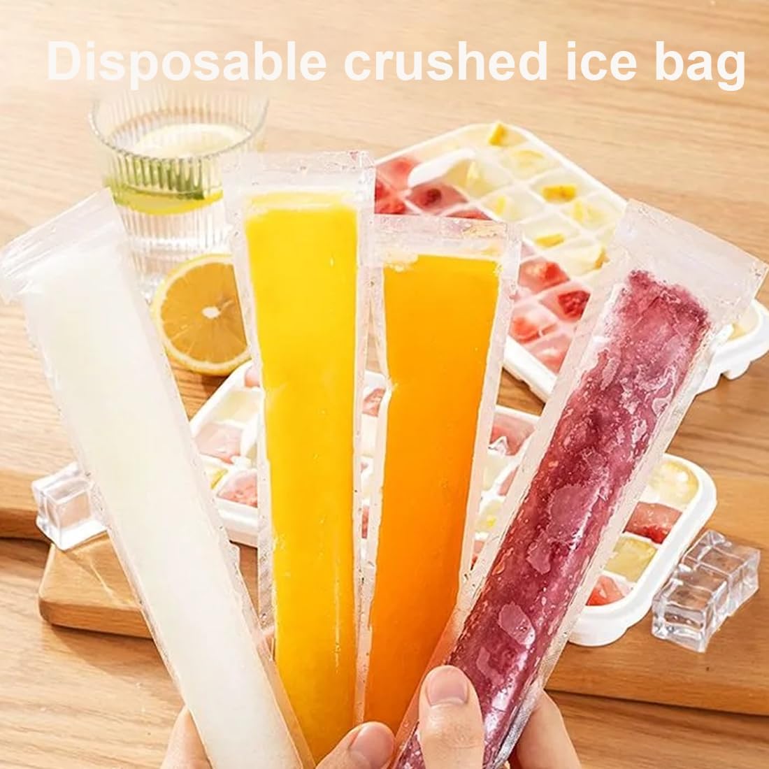 100 Stück BPA-frei Popsicle Taschen, Popsicle Formen Beutel, Eis Pop Beutel mit einem Trichter für Joghurt, Eisbonbons, Eiscreme, Gastgeschenke (5 x 22 cm)