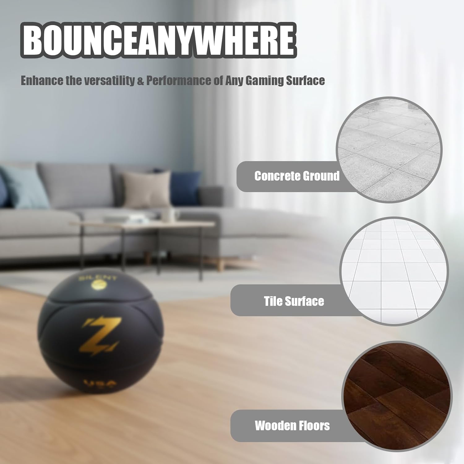 Official Size 7 Silent Basketball for Indoor Play - Quiet Dribbling, Child Safe with Real Feel, Ships Uncompressed for Perfect Shape, Ages 3+ - Image 2