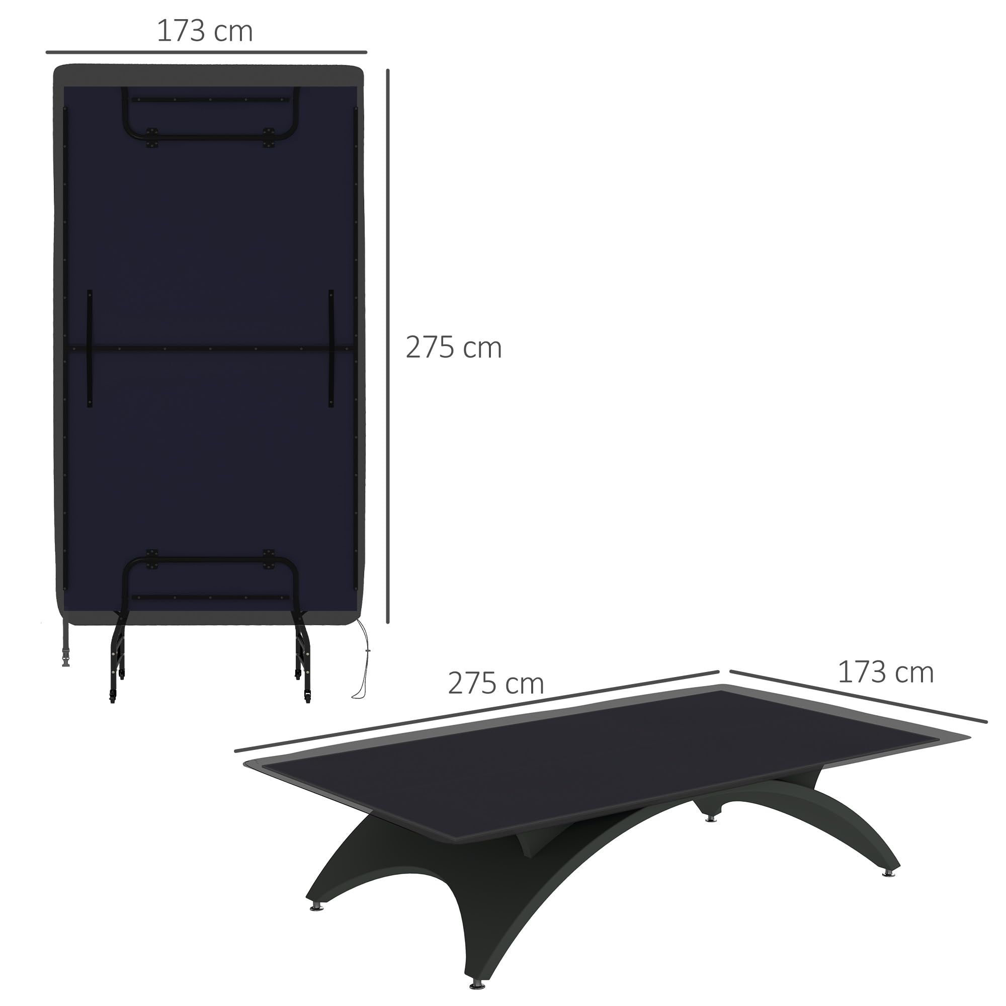 SPORTNOW Copertura Tavolo da Ping Pong in Polietilene con Cerniere e Fibbie incluse, 257x153x5 cm, Nero