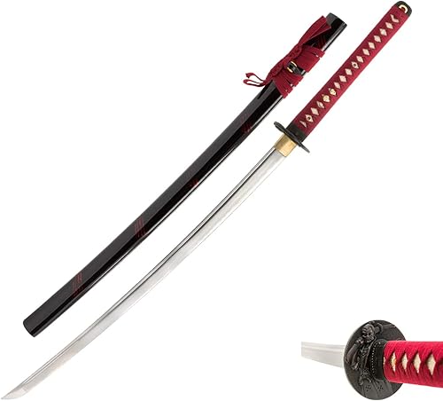 HMS Espada samurai wakizashi japonesa, Oda Nobunaga Tsuba, forjada a mano, acero al carbono 1045, templado con calor, espiga completa, afilada