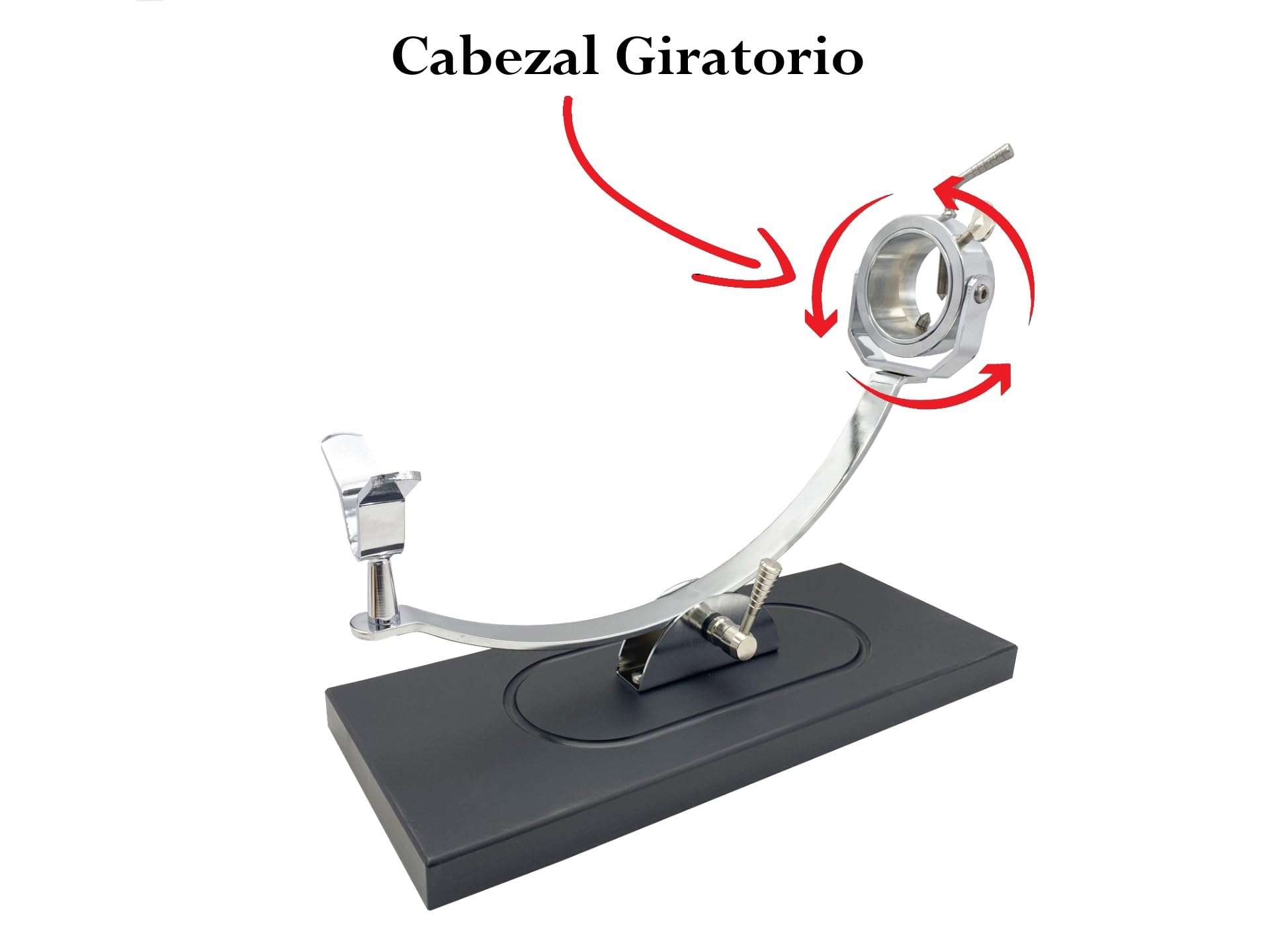 FERRETERIA LEPANTO Jamonero Profesional Giratorio y basculante, Soporte jamonero con Base de Fibra Negra Modelo Serrano (Set Arcos Burdeos)