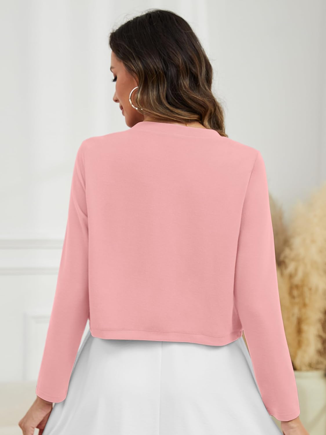 Women's Thin Shrugs Sweater Long Sleeve Lightweight Cropped Tops Open Front Cardigan for Dress - Image 5