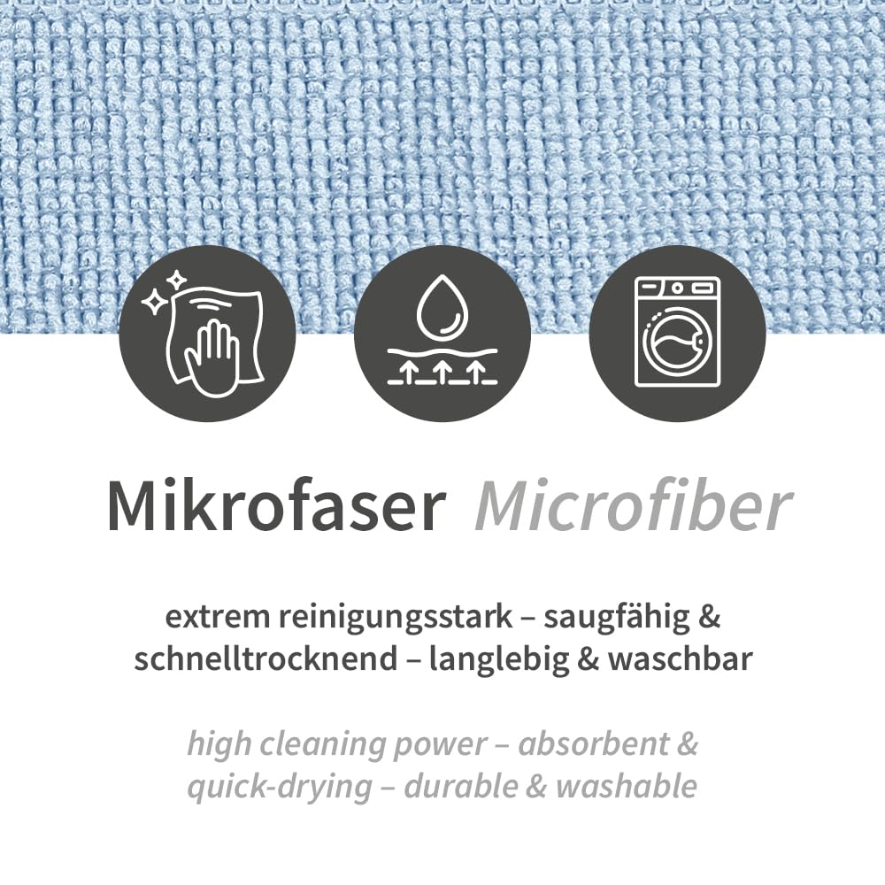 FRANZ MENSCH 100 Stück Mikrofasertücher, 40 x 40 cm, blau | Hygoclean, Polyester/Polyamid, Reinigungstücher, Putztücher, saugstark, fusselfrei, streifenfreie Reinigung, langlebig