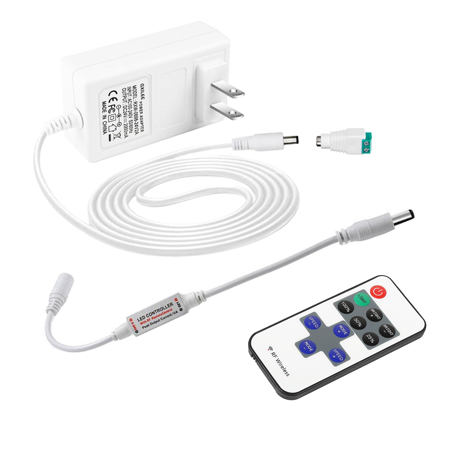 GXILEE 24V LED Power Supply with Dimmer Switch, 24V DC Power Supply for 24volt Single Color LED Strip Lights