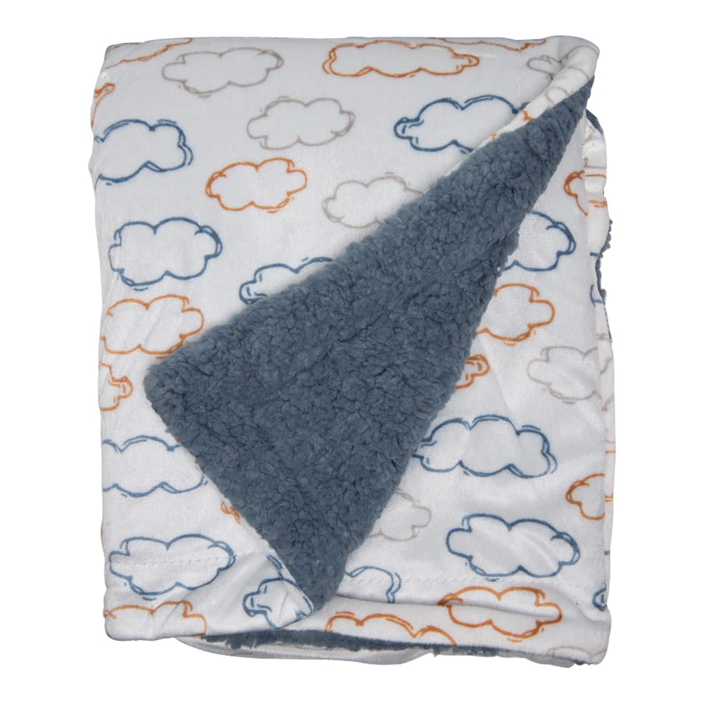 Lila & Jack Reversible Mink and Sherpa Baby Blanket, Newborn - Toddler Blanket 30 X 40 Inches (Cloud)