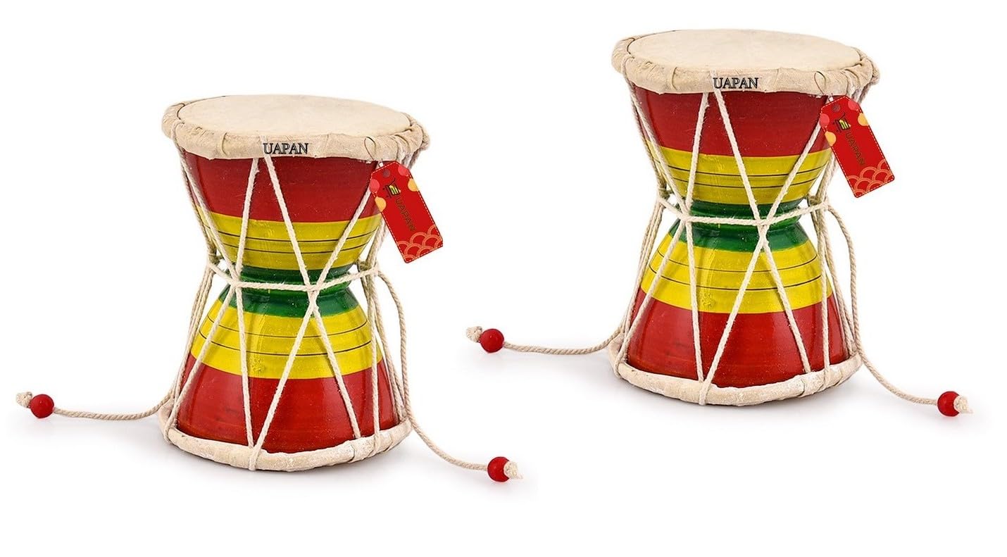 UAPAN Damru Indian Musical Instrument/Pooja Articles/Home Decor & Kids Toys (4 inch Damru pack of 2)-image-21