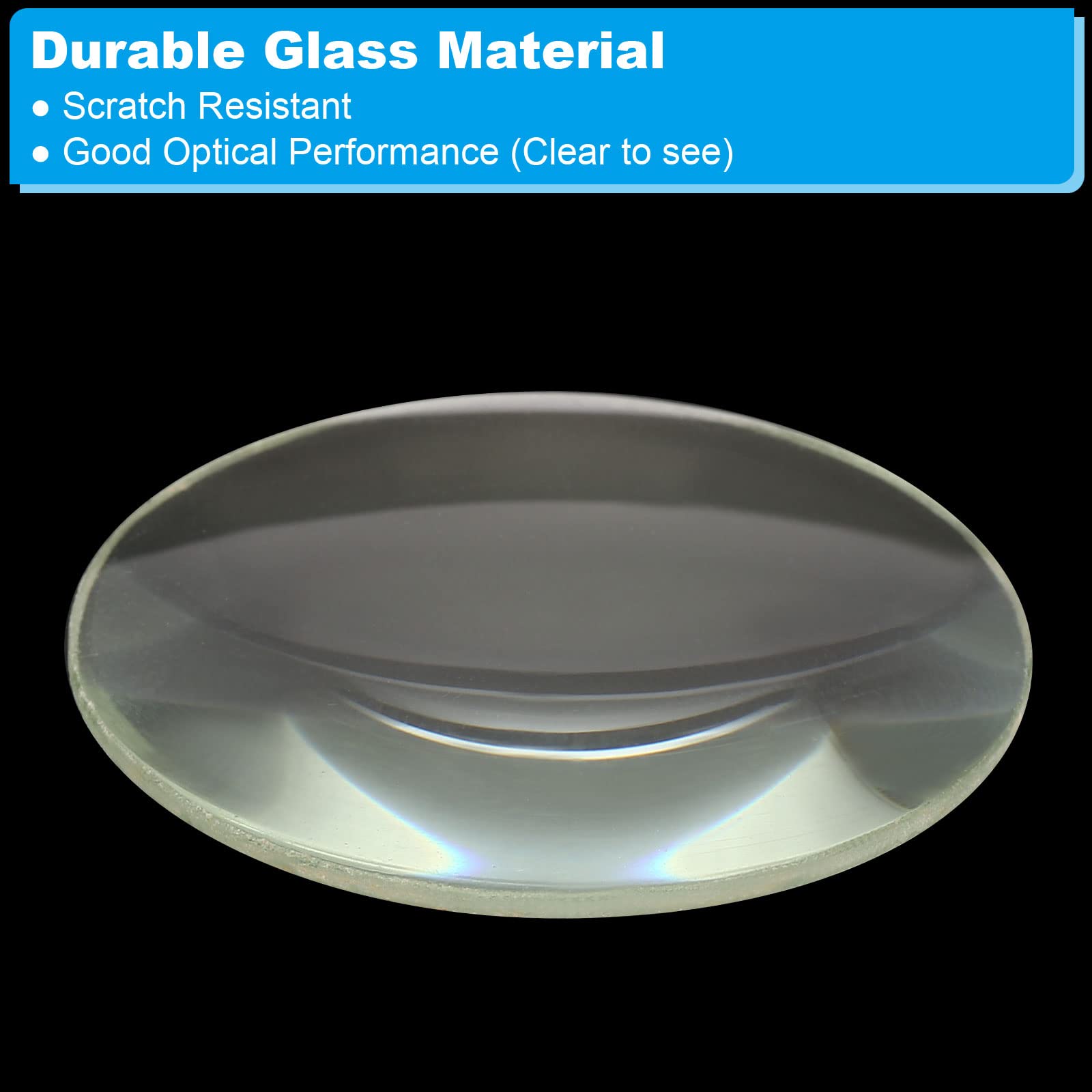 PATIKIL 300mm Focal Longueur Double Convexe Lentille, 100mm Diamètre 11mm Hauteur Verre Optiquement Poli Arrondi Bords Lentille pour Physique Expérience, Clair