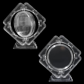 2Pcs 2.83x3.07in 3D Floating Display Case Bulk Challenge Coin Holder Small Transparent Square Plastic Rotatable Protector Coin Storage Box Frame Case for Collectors Medallion Medal Specimen