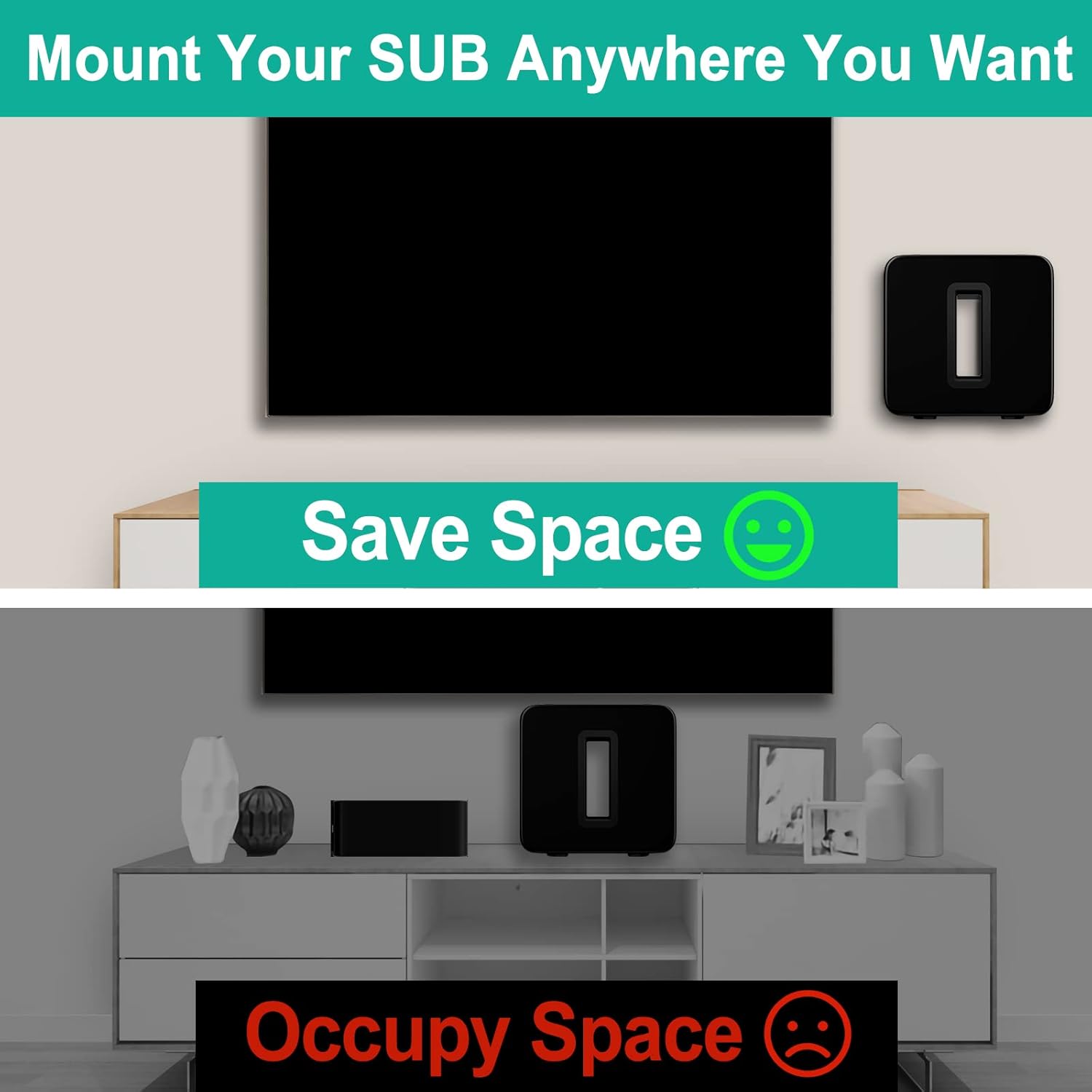 Wall Mounts for Sonos Sub 4, Gen 3 Gen 2 Mount, Heavy Duty Wall Mount for Sonos Sub Mounting Brackets for Sonos Wireless Sub with Hardware Kit, Black