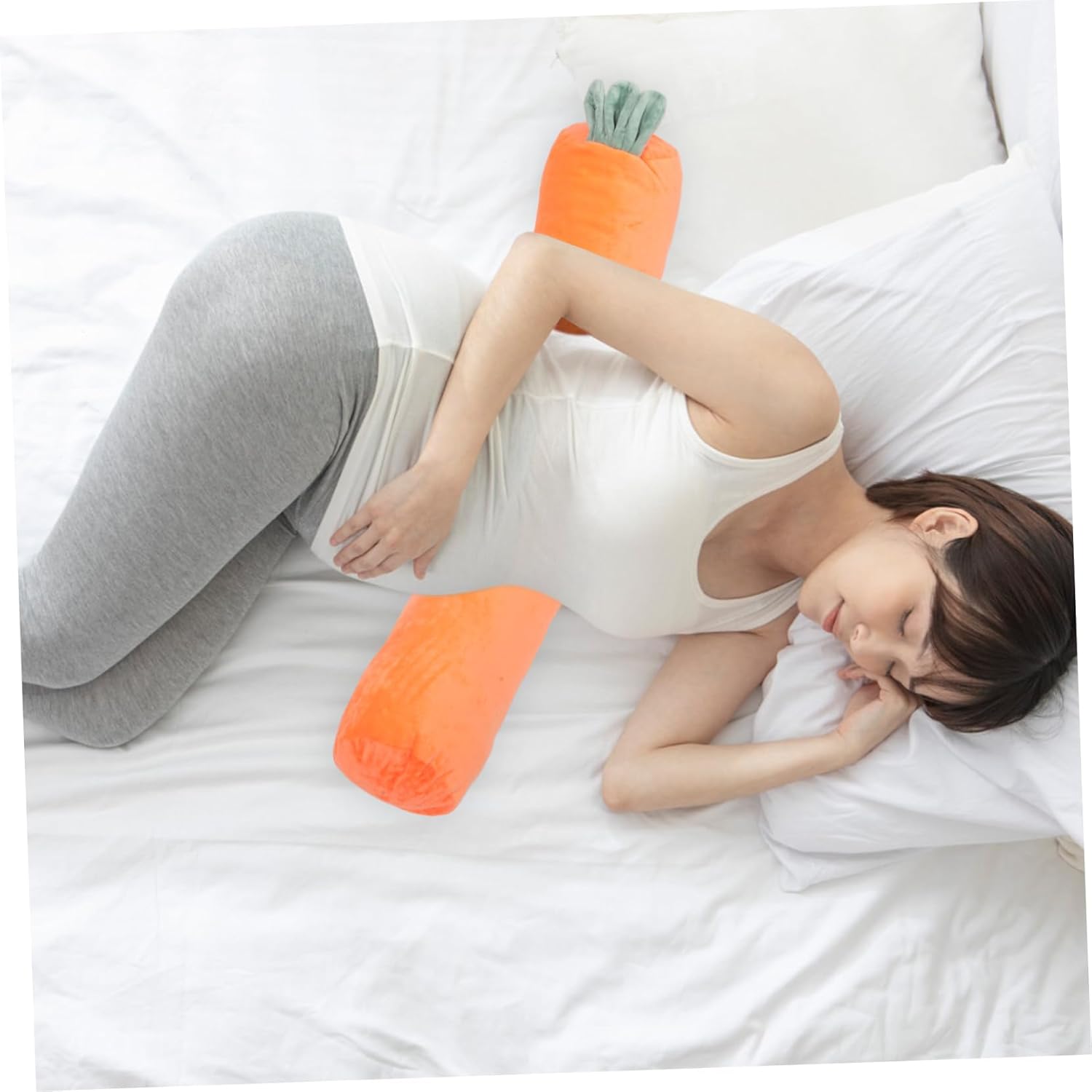 Kisangel Sleeping Cervical Lumbar Pillow Adorable Carrot Design Comfortable Support for Pregnancy Ergonomic Shape for Use