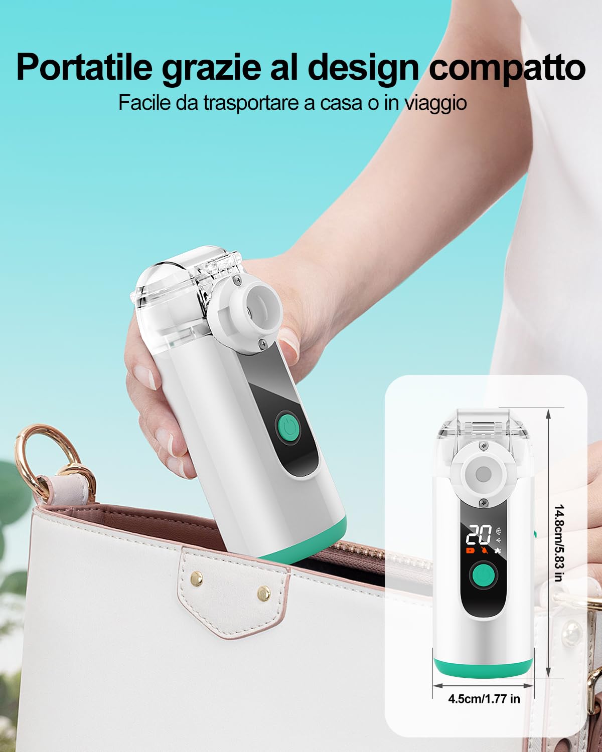 HITHINKMED Aersol Portatile Silenzioso, Aersol Portatile Ricaricabile per Adulti e Bambini, Macchina Aerosol Adulti con Display Digitale, Pulizia Automatica dei Residui(2026 Nuova Versione)