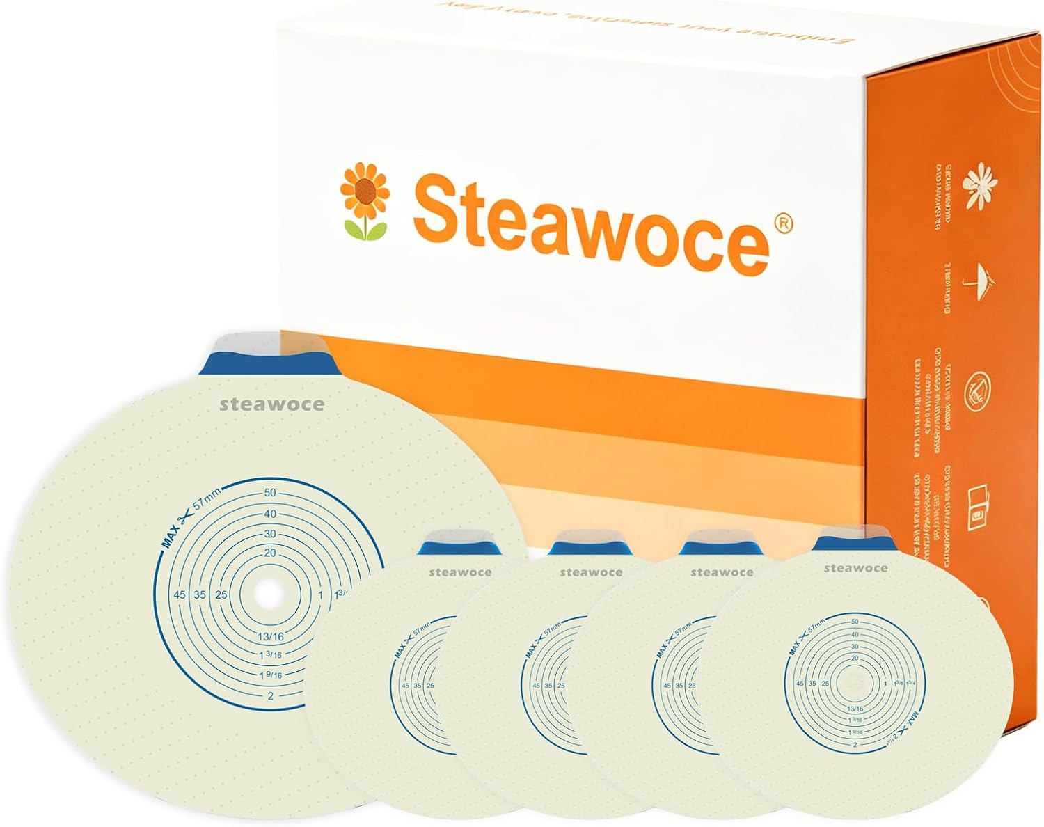 5PCS Upgraded Oval Flat Skin Barrier for Two-Piece Colostomy Bags | 15-57mm Ostomy Wafer For Steawoce Two-Piece Ostomy Bags With Single-Sided Soft Cloth, Cut-to-Fit Flange Ostomy Supplies