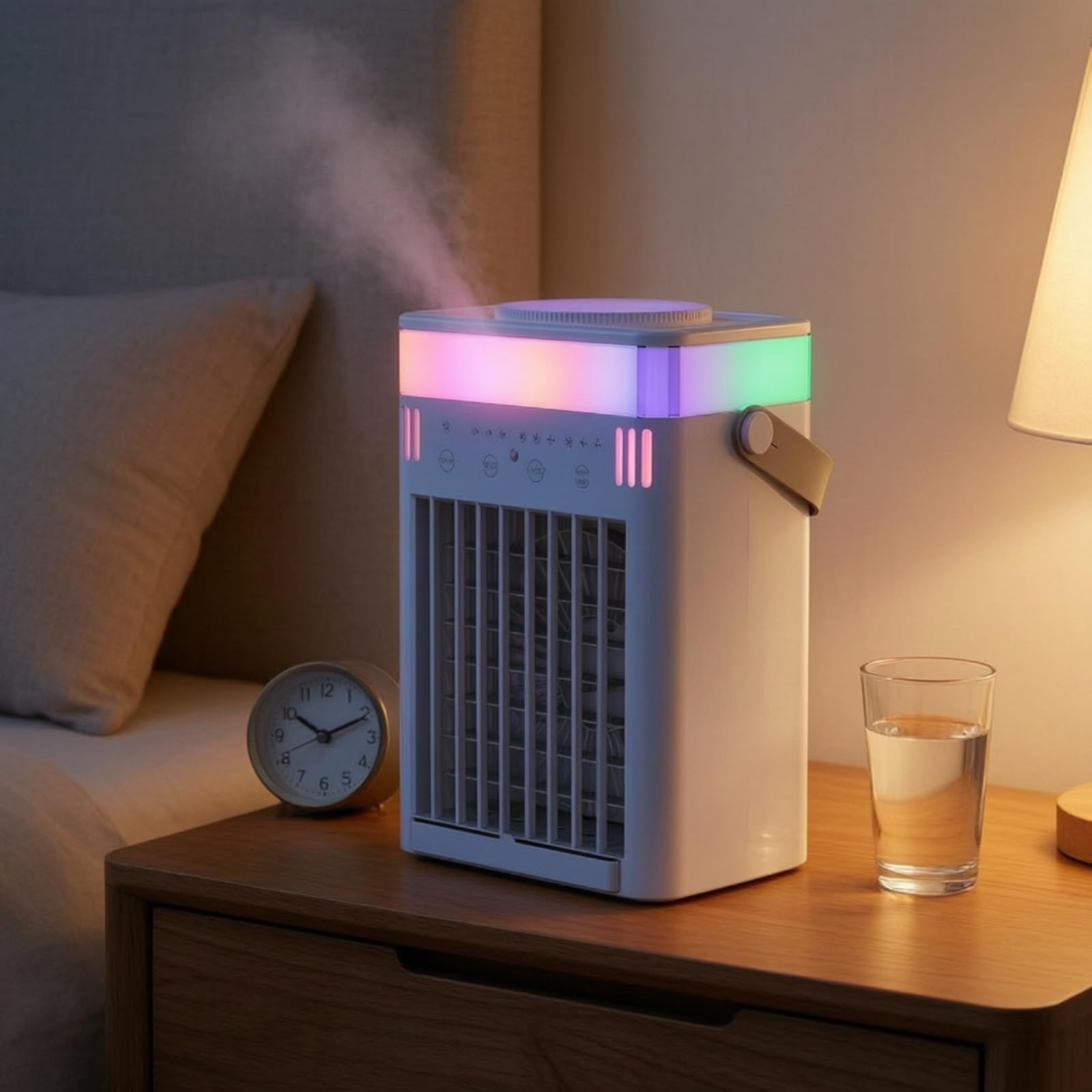 Ventilatore con Umidificatore USB Mini Condizionatore da Scrivania Silenzioso Ventilatore da Scrivania per Impiegati, Studenti, Ufficio
