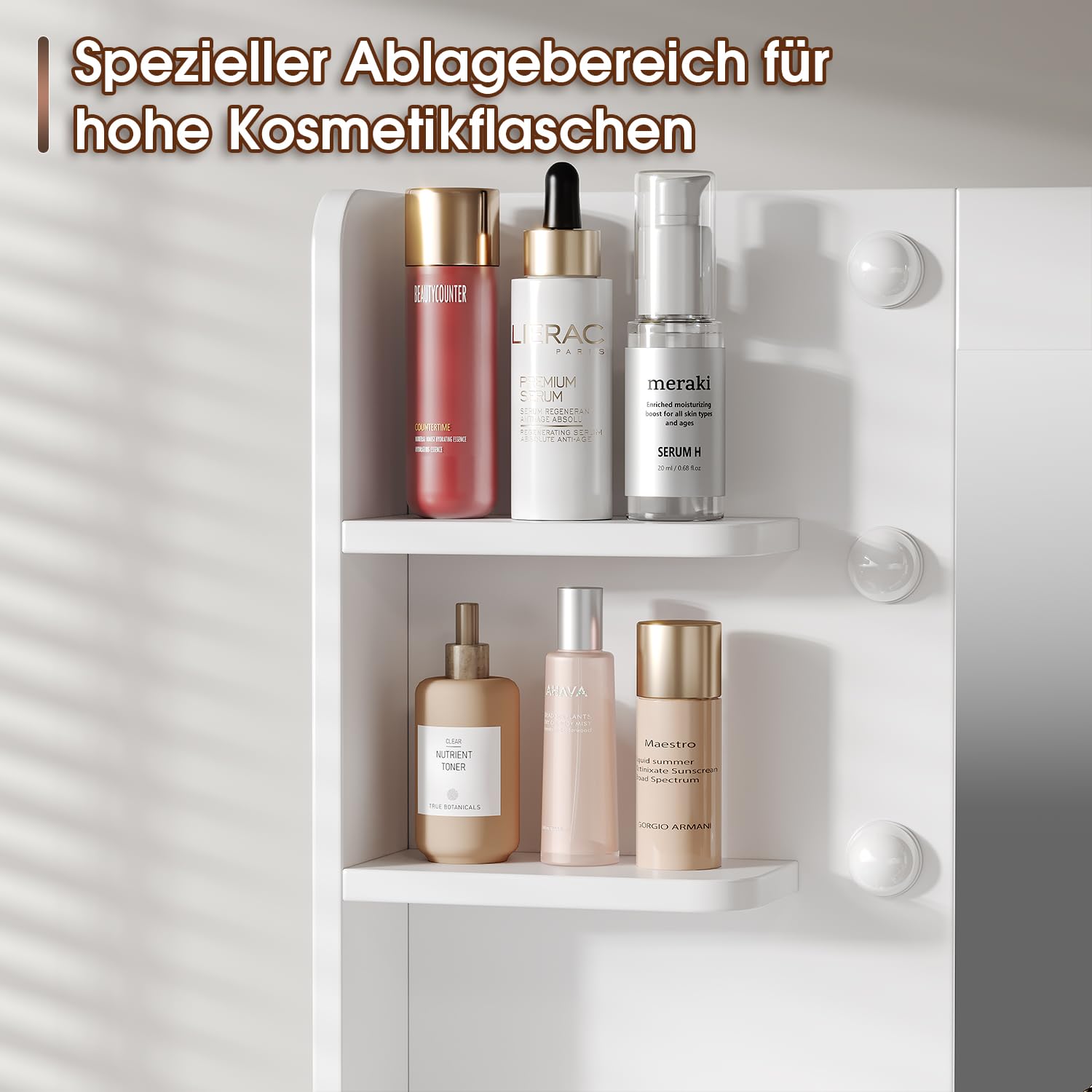 JUMMICO Große Schminktisch mit Verstellbaren LED-Beleuchtung und Steckdosen, Schminktisch mit Spiegel und 7 Schubladen, Fashionabler Frisiertisch Mit 10 LED Beleuchtung Schlafzimmer, Weiß