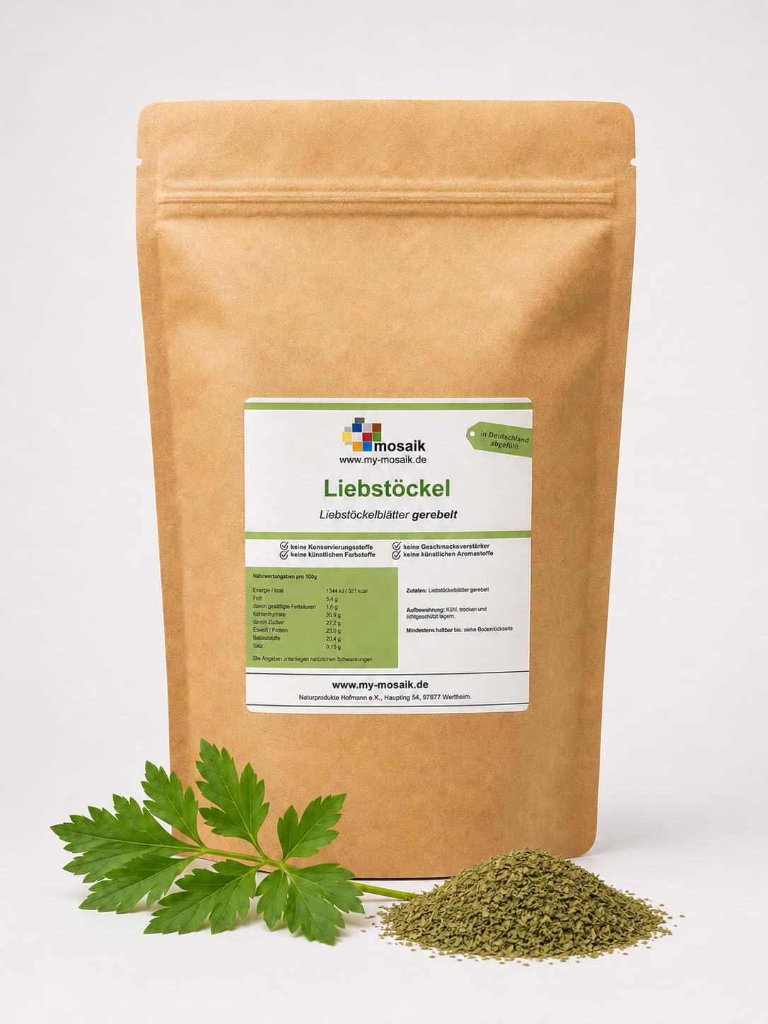 Liebstöckel 500g geschnitten und schonend getrocknet, gerebelt - Maggikraut - 100% rein und naturbelassen