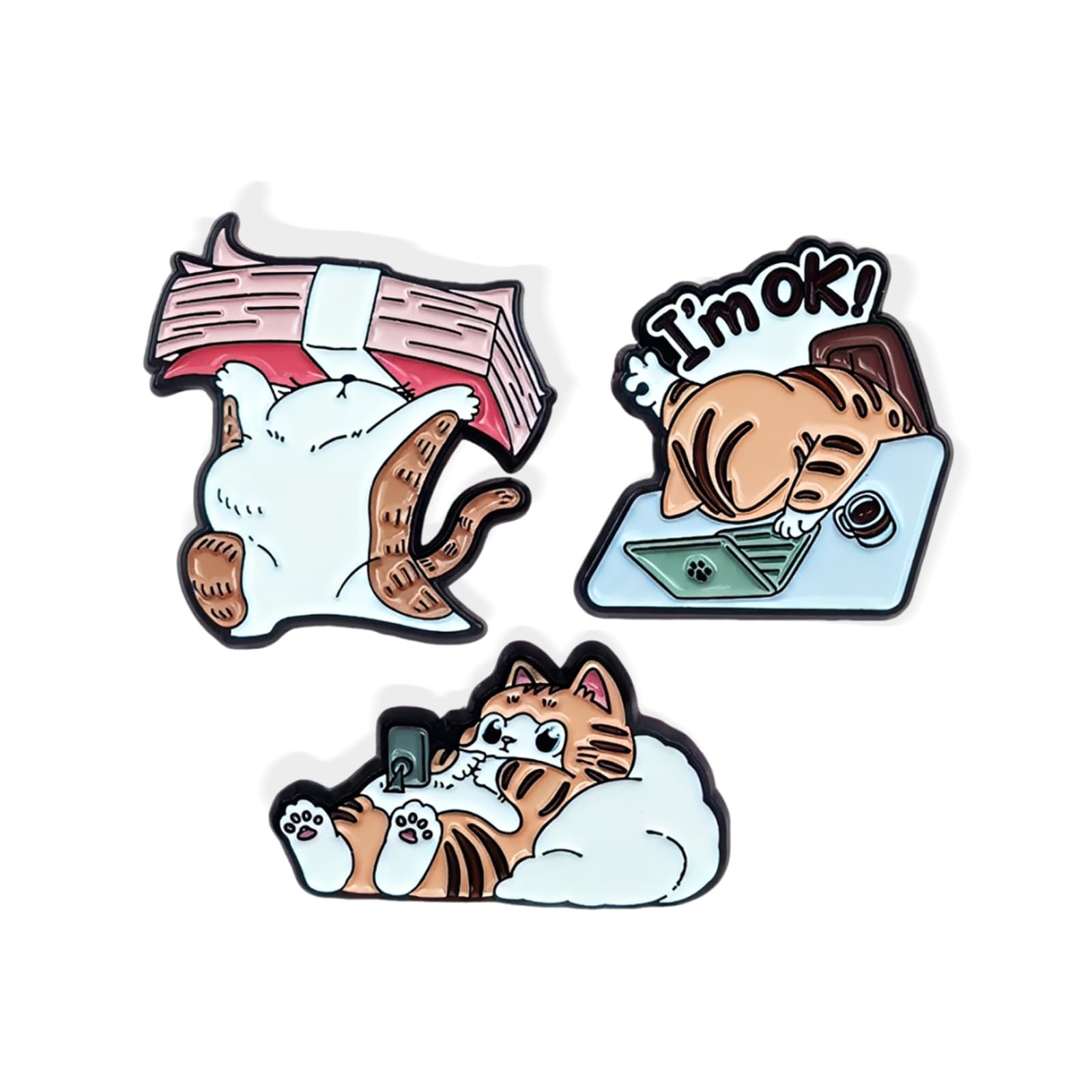 3Pcs Enamel Pins, Work Cats Pin Set-picture-20