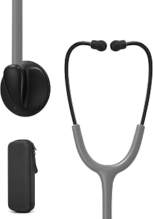 Single Head Stethoscope for Doctors/Nurses/Nursing School Students, Medical and Home Use with Accessories Name Tag (Grey Tube, with EVA Case)