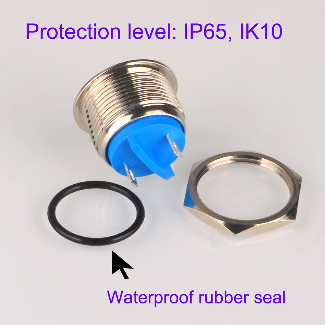 Guuzi 4 Stuks 19mm Kortstondige Drukknop 3A /250VAC; 5A/12VAC Waterdichte Power-Drukknop Klein Rond Chroom Roestvrij Metaal 2-Pins N/O (Platte Kop