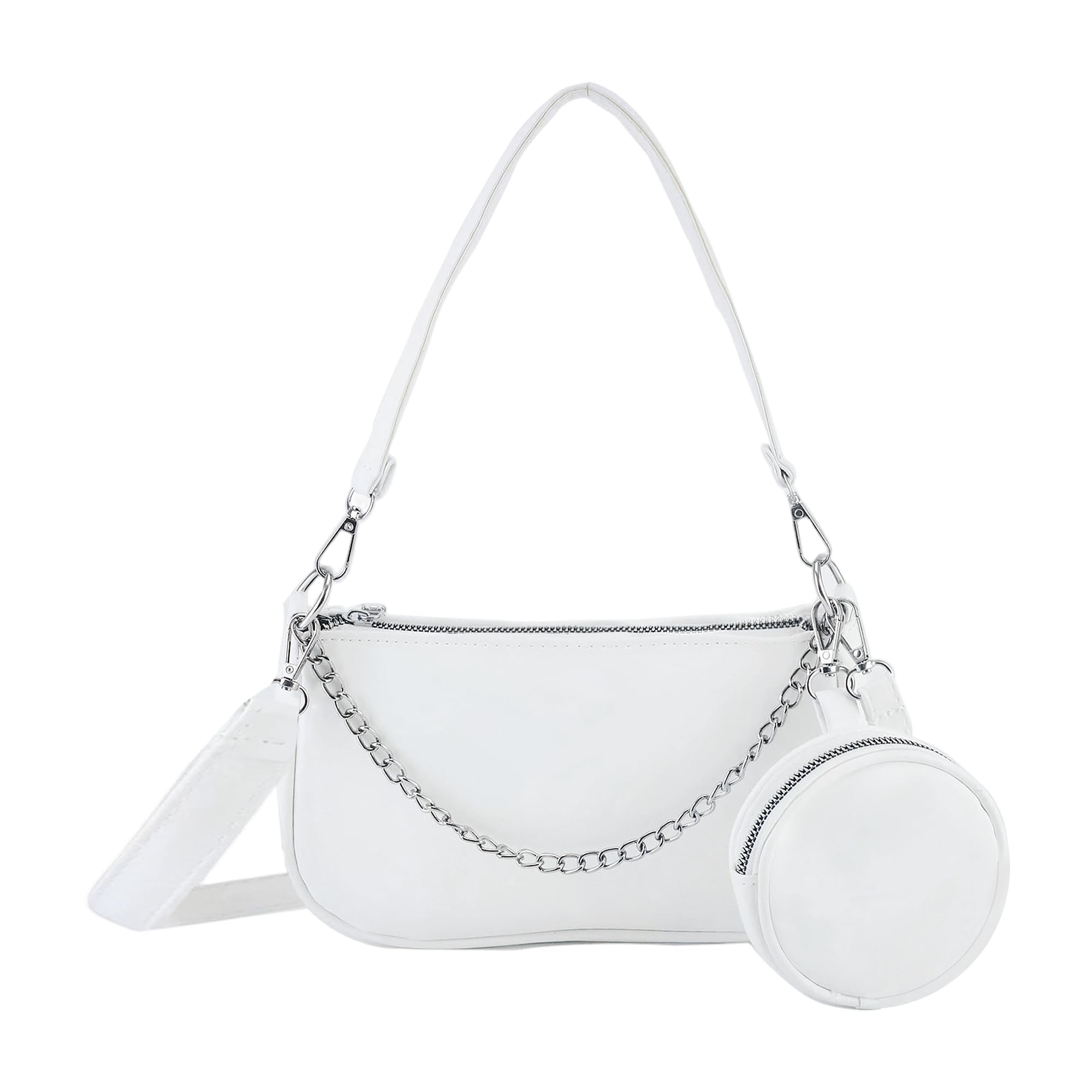 Mabecol Umhängetasche Damen Klein PU Leder, Mini Schultertasche Damen Mit Reißverschluss, Y2K Tasche Retro, Kleine Hobo Bag Mit Zwei Abnehmbaren Schulterriemen Für Alltag Freizeit Party