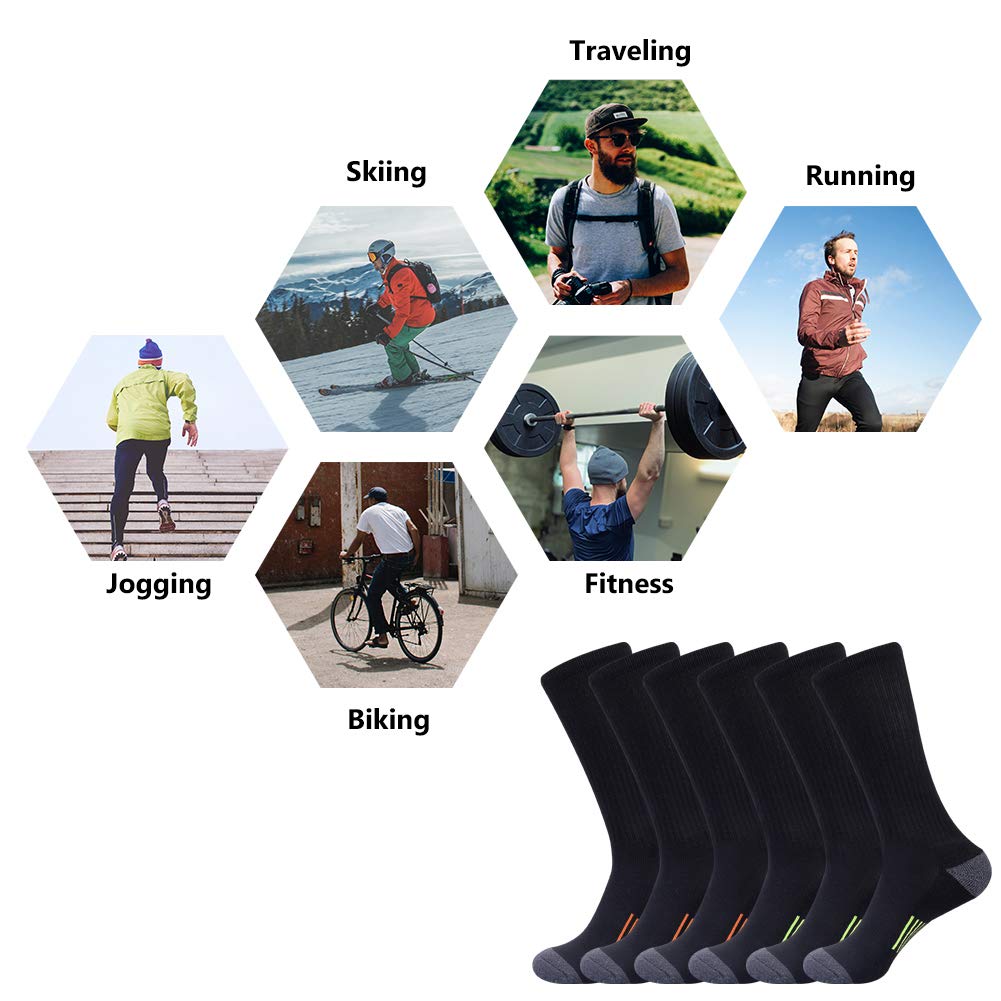 Lot de 6 paires de chaussettes de sport décontractées pour homme, Noir 6 paires.