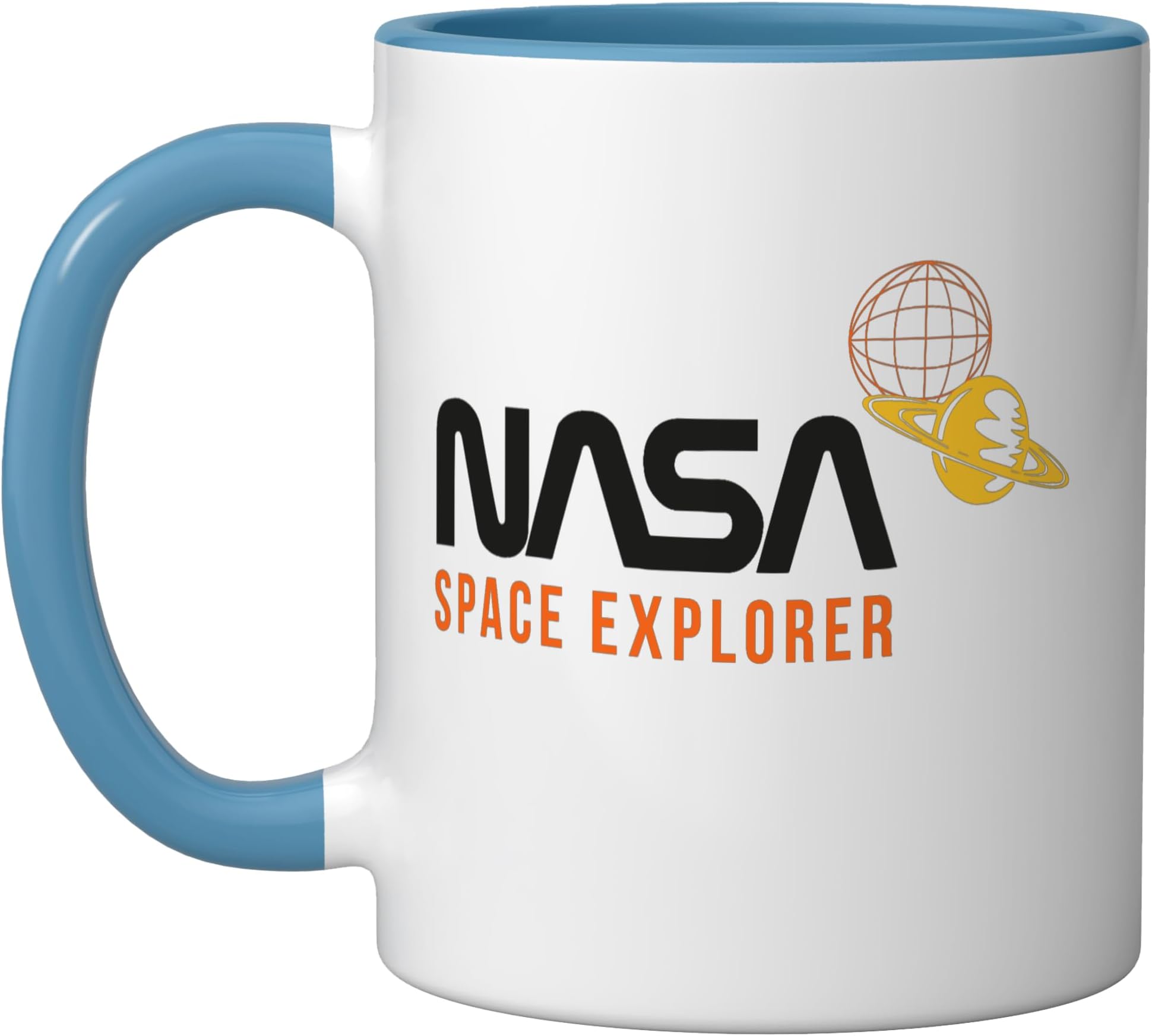 Nasa - Space Explorer orange/black Ceramic Mug, Blue/White