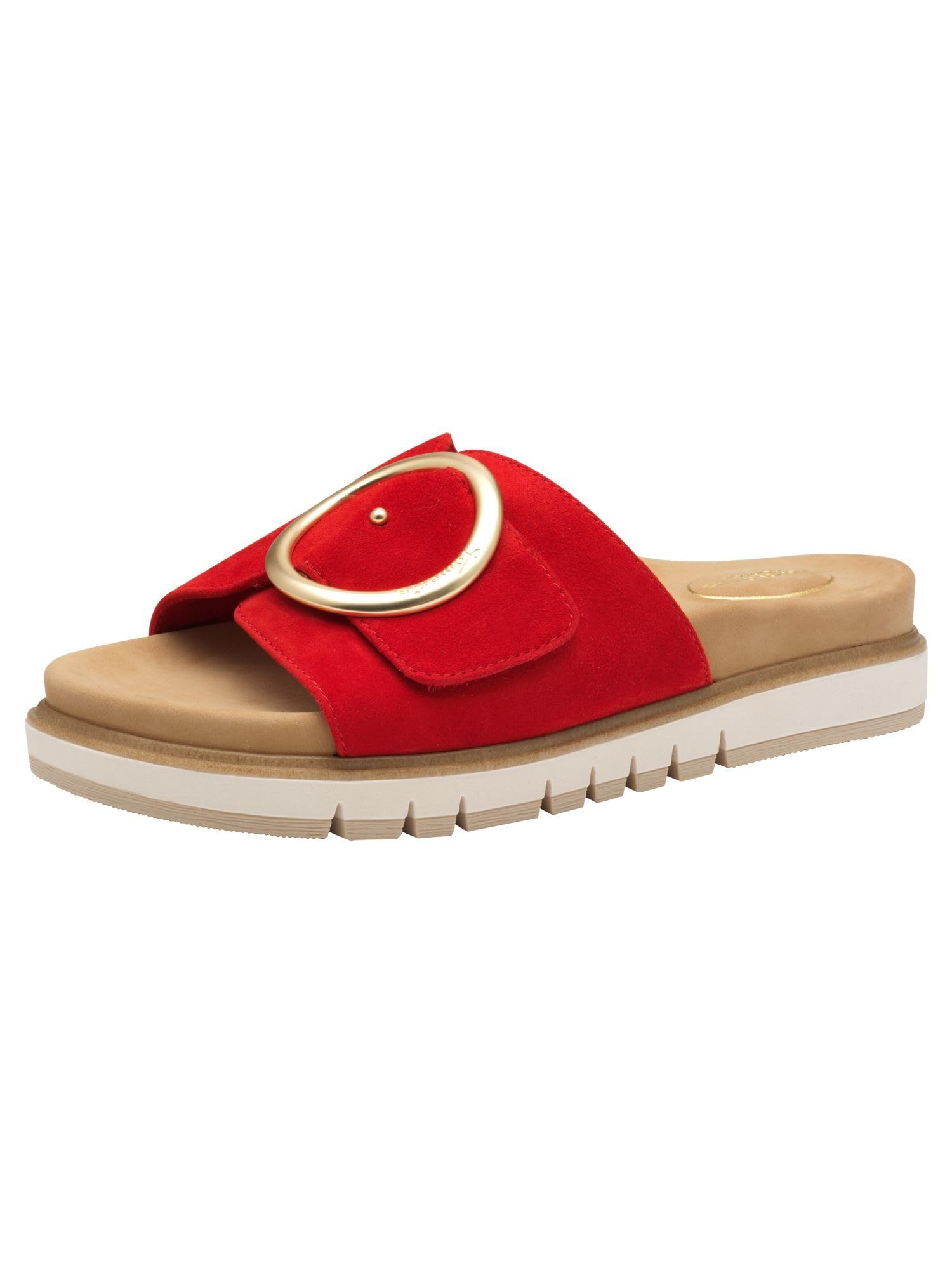 Tamaris Comfort Mules Femme Cuir élégantes, Red, 37 EU