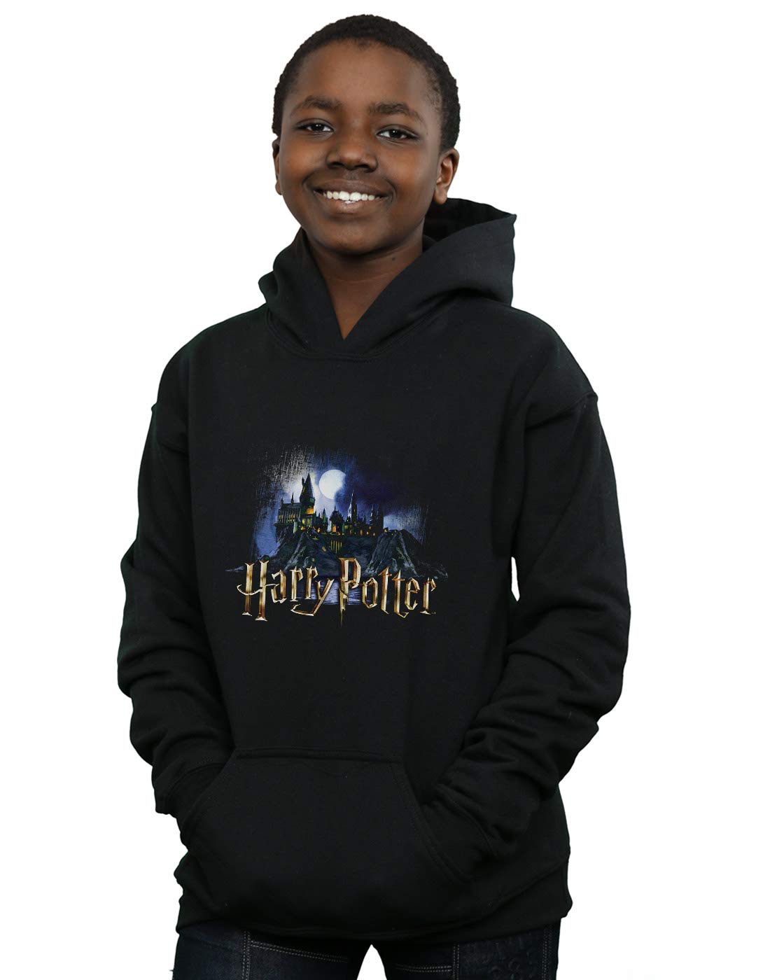 Absolute Cult Boys Black Hary Potter Hogwarts Castle Hoodie 9-11 Years