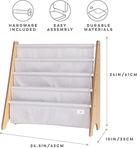 Miniatura 50 de 3 Sprouts Estantería de tela reciclada para niños, organizador de libros de 4 niveles, estantería de madera para guardería, sala de juegos, aula,