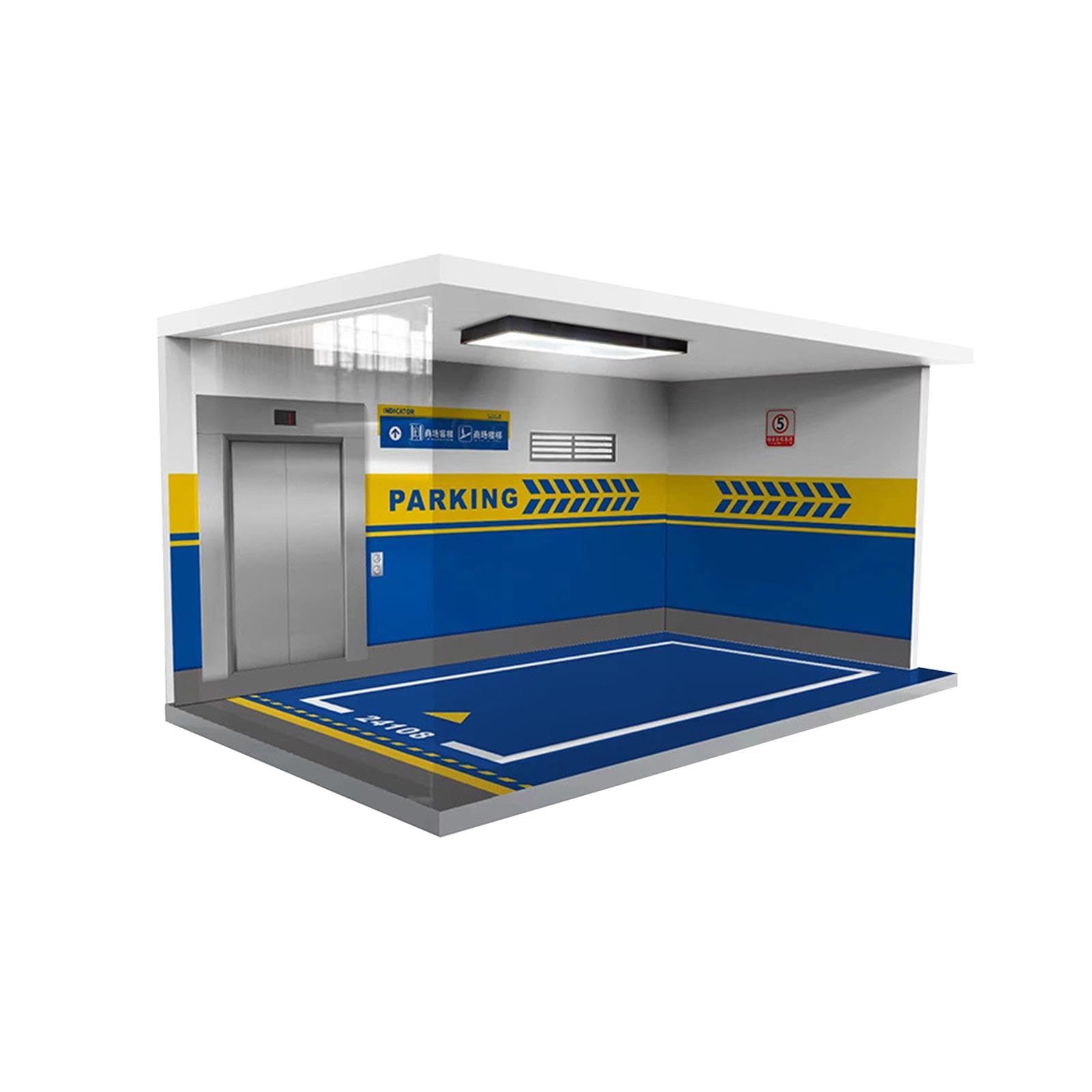 perfk Giocattolo per Scene di Veicoli con vetrina per Garage 1/18 con luci Contenitore Antipolvere da Collezione, Blu