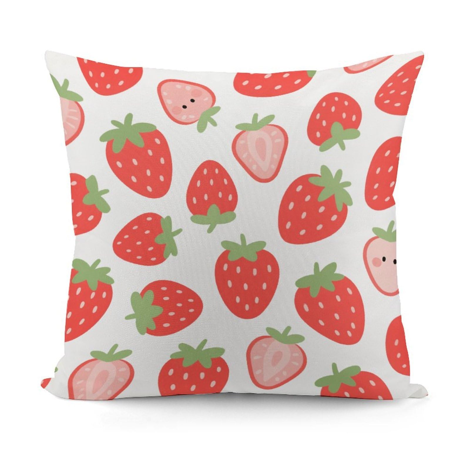 VstaDank Red Strawberry Pillow Cover with Invisible Zipper Square Throw Pillowcase Plush Couch Sofa Pillow Case 18x18 Inch Decorative Throw Cushion Covers for Sofa Living Pillowcover