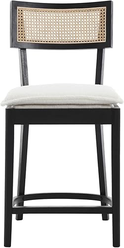 Miniatura 6 de ZH4YOU Taburetes de bar de ratán de altura de mostrador, taburetes modernos de mostrador de 26 pulgadas con respaldo de bastón, sillas de bar de