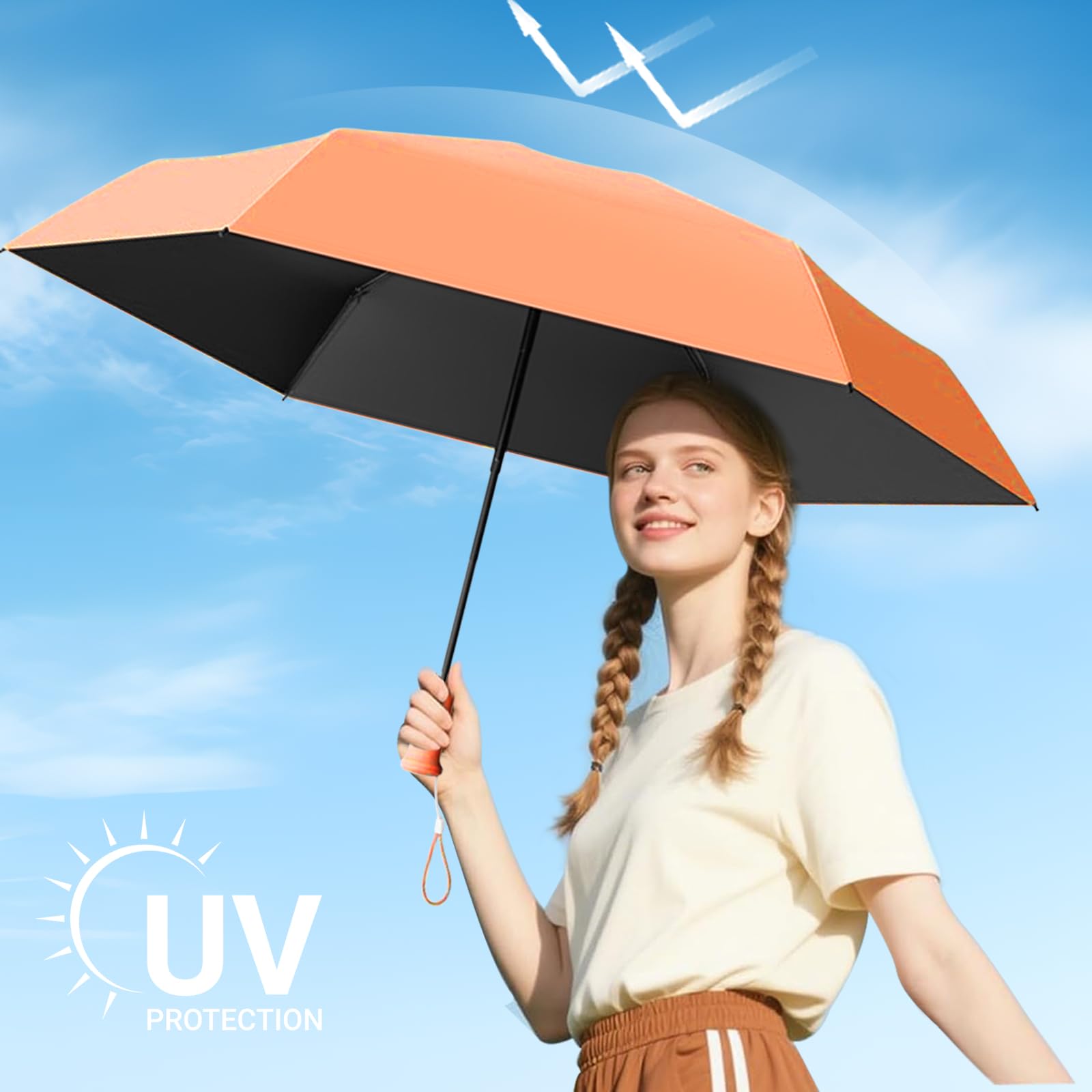 Mini Paraguas Plegable, Paraguas Anti Uv, Paraguas Pequeño, Ligero y Compacto, Fácil de Transportar, Adecuado para Varias ocasiones, Mango Retráctil — view 3
