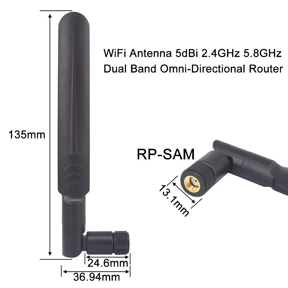 Antenna WiFi Esterna Bibanda Dual Band 2.4/5.8GHz 6dBi - Portata Estesa Per Telecamere E Router Esterni