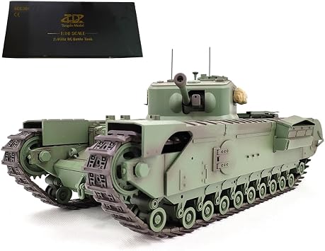 RC Tank, 116 2.4G British Churchill Infrared Main Battle RC Tank Model that Shoots BBs, Simulation Military Vehicle with Sounds&Smoke, and Toys for RC Hobbyist
