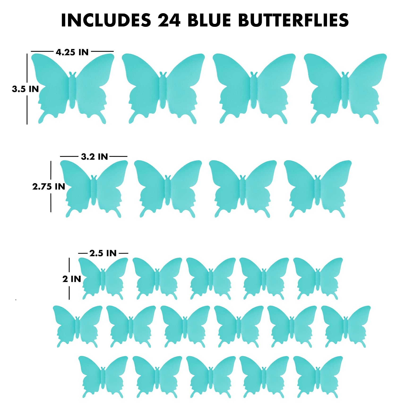 Cute Butterfly Wall Decor 24 pcs, Girls Room Wall Decals - Image 2