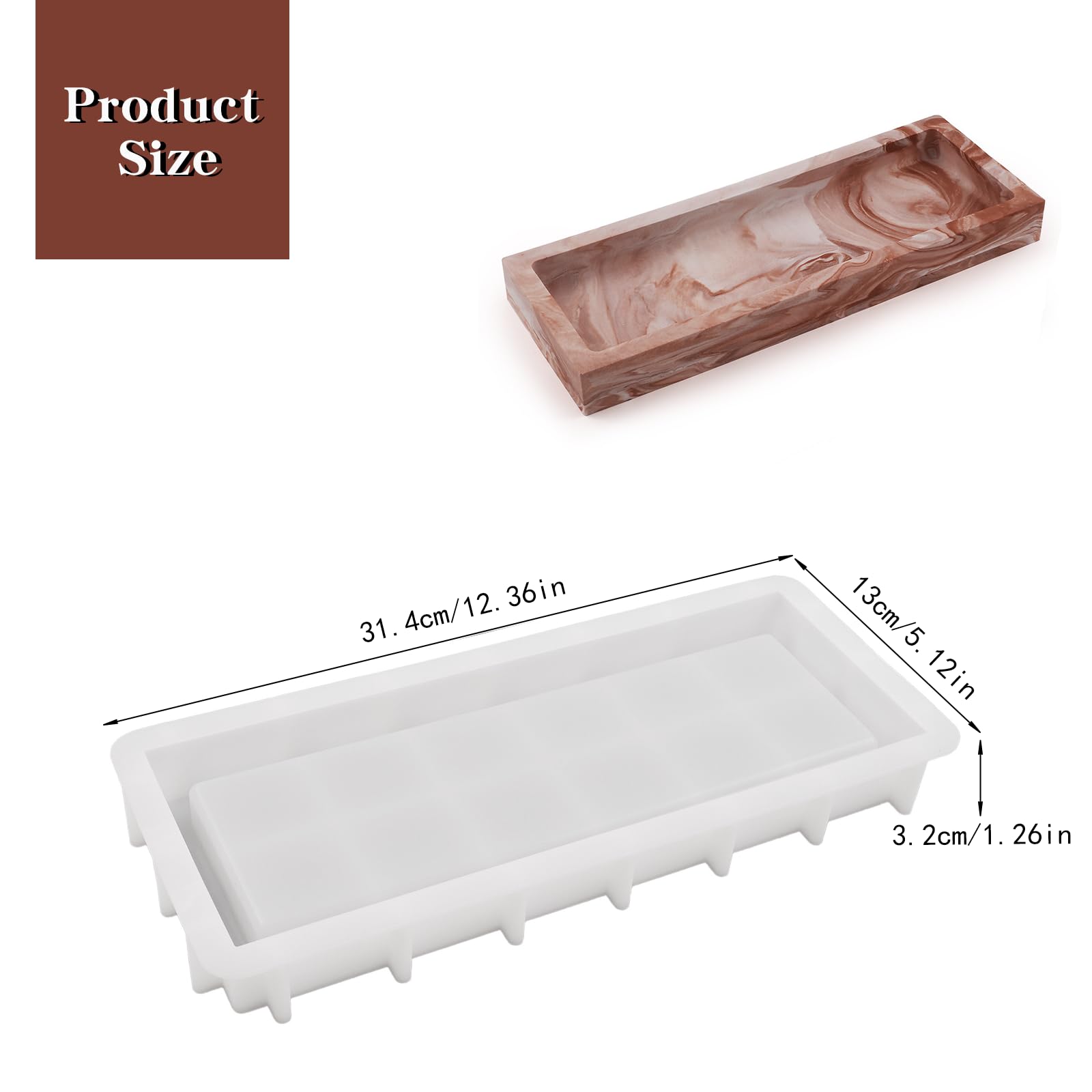 AvoDovA Stampo Vassoio Silicone Grande, 28 x 19cm Stampi in Resina Epossidica, Stampo Resina