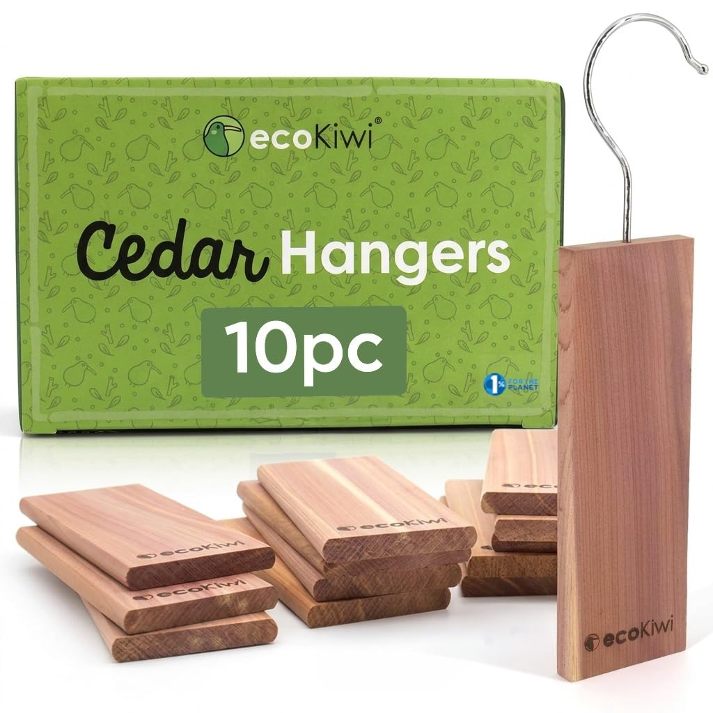 ecoKiwi Anti Mites Textiles pour Vêtements - Paquet 10 Blocs - Antimites Vêtements Puissant au Bois de Cèdre - Répulsifs à Mites de Vêtements Naturel - Protection Longue Durée & Parfum Frais