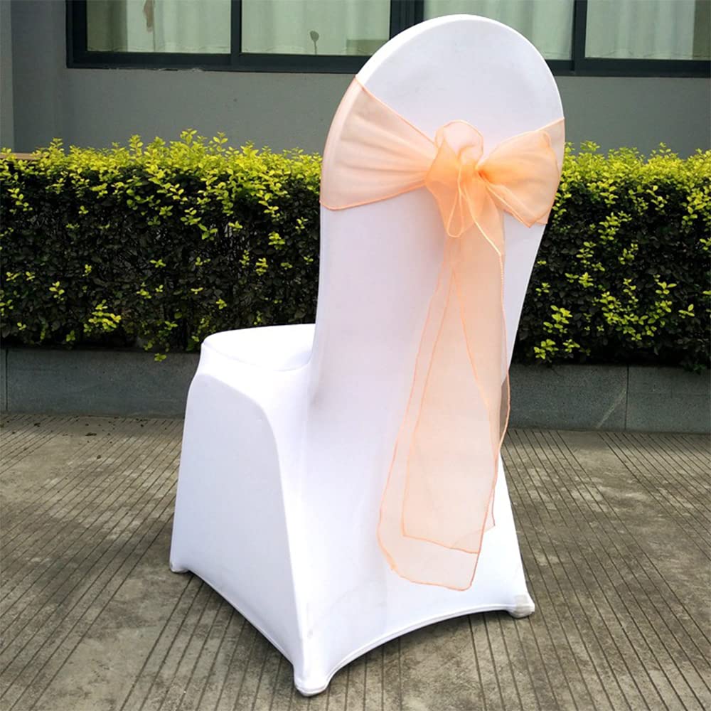 ERRVA 25 telai per sedia in organza trasparente, copertura per fiocco, festa di nozze, Natale, compleanno, banchetto, doccia, decorazione, chaise-bianco