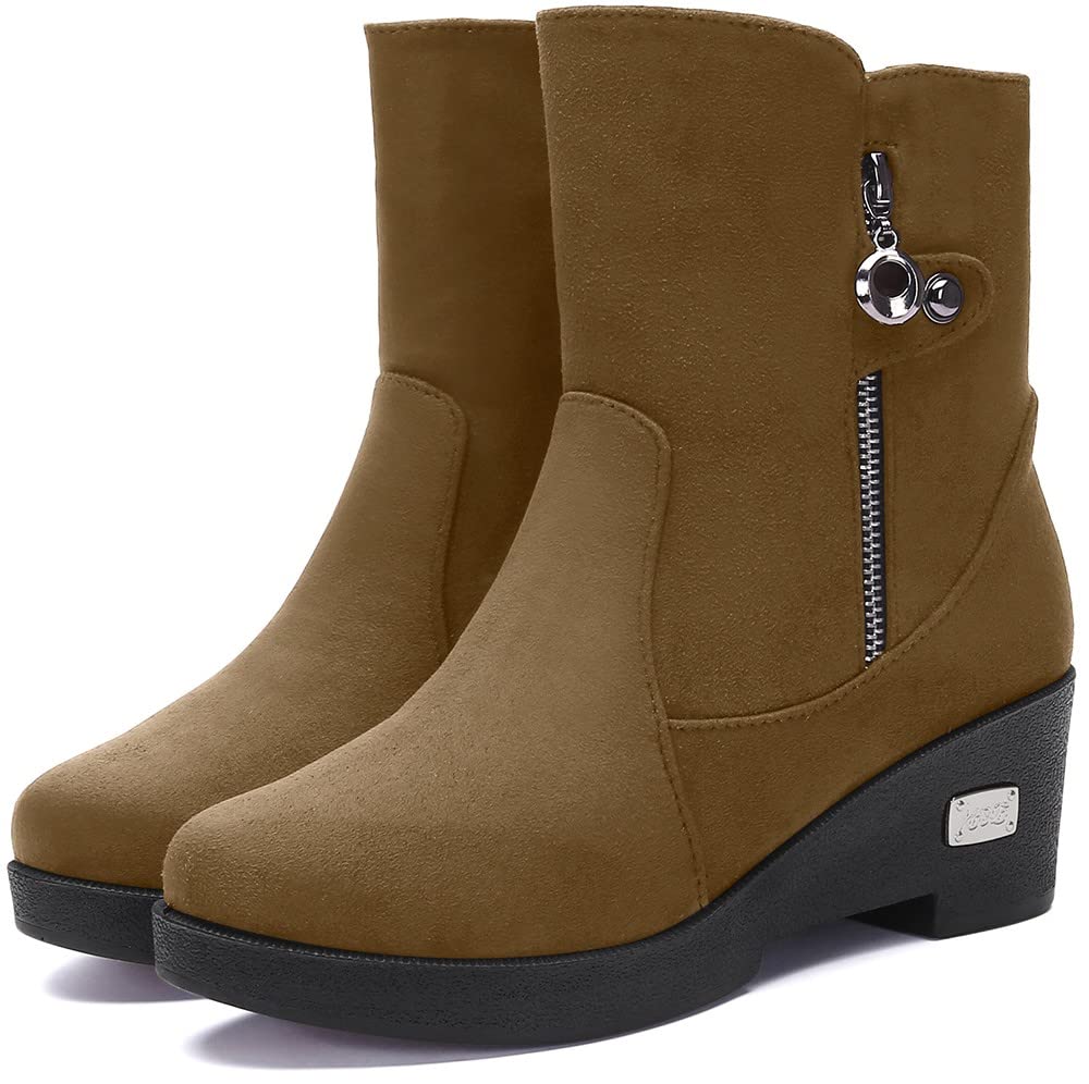Gaatpot Stivali Inverno Donna Caldo Pelliccia Stivaletto da Neve Scarpe con Zeppa Cerniera Moda Comodi Boots 35-41