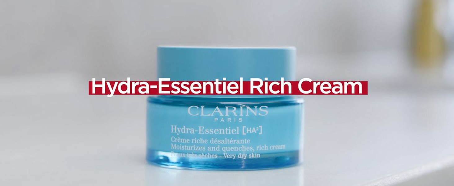 Clarins Hydra-Essentiel Rich Cream|Intensely Hydrating Moisturizer|60 Seconds to Plumper Skin*|Nourishes, Softens and Soothes|Double Dose Hyaluronic Acid|Very Dry Skin Type|1.7 Ounces