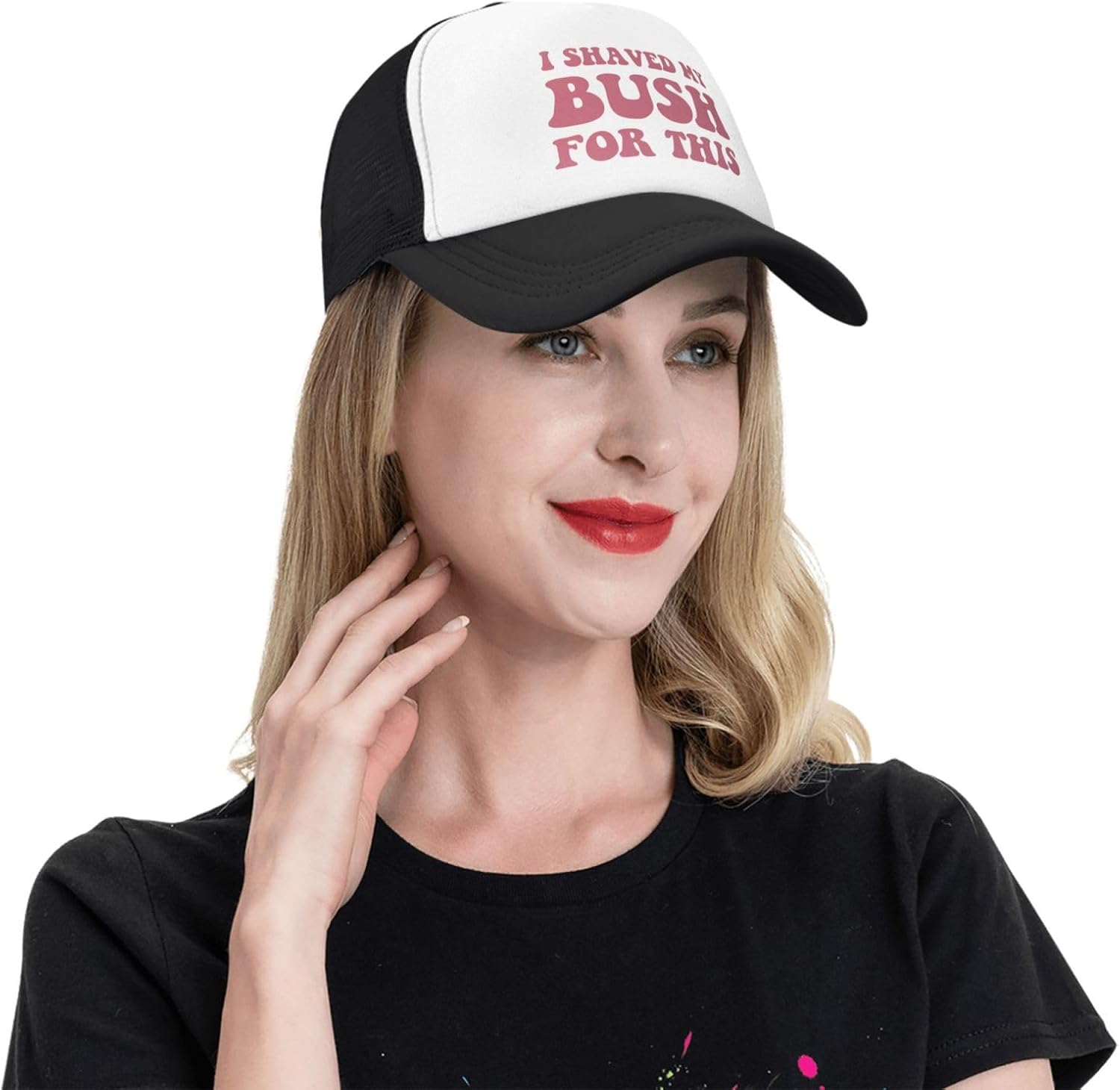 I Shaved My Bush for This Trucker Hats for Women Pink Men Funny Slogan Pink Hats for Men - Image 9
