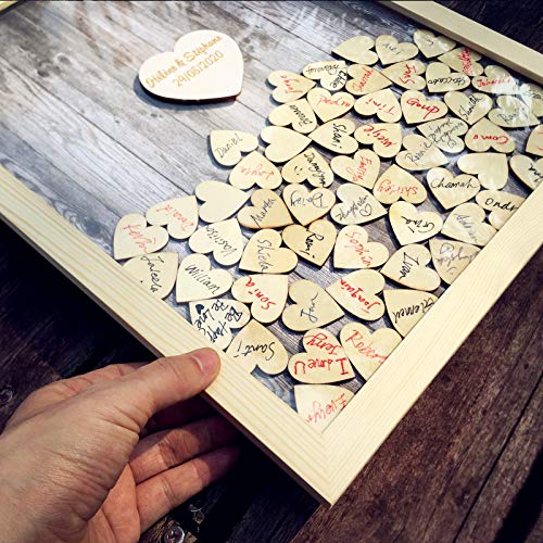 Wedding Guest Book Alternative Pen Sign Drop Top Wooden Frame for Baby Shower Birthday Party Decoration 120 Hearts by Neamon - Image 7
