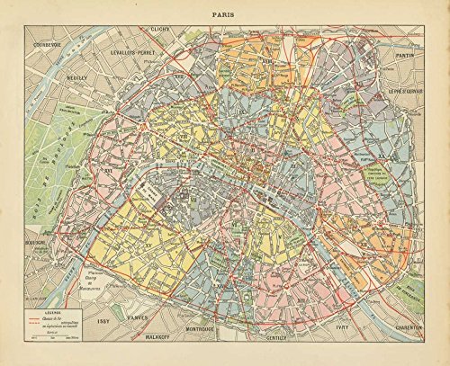 Immagine su TELA ROLLED Mappa Francese I Babbitt Gwendolyn - Orizzontale europeo Stampa artistica crema tan rosa blu verde giallo mappe vintage Tela fine art 30_X_37_in