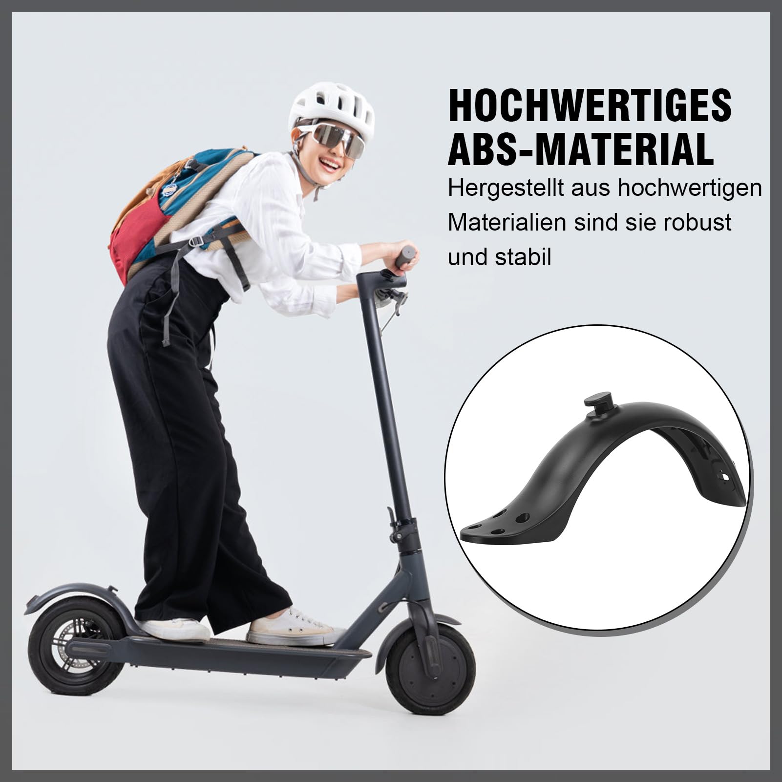 Parafango Posteriore Per Scooter Elettrico Dioche, In ABS Nero, 4 Fori, Universale E Antispruzzo