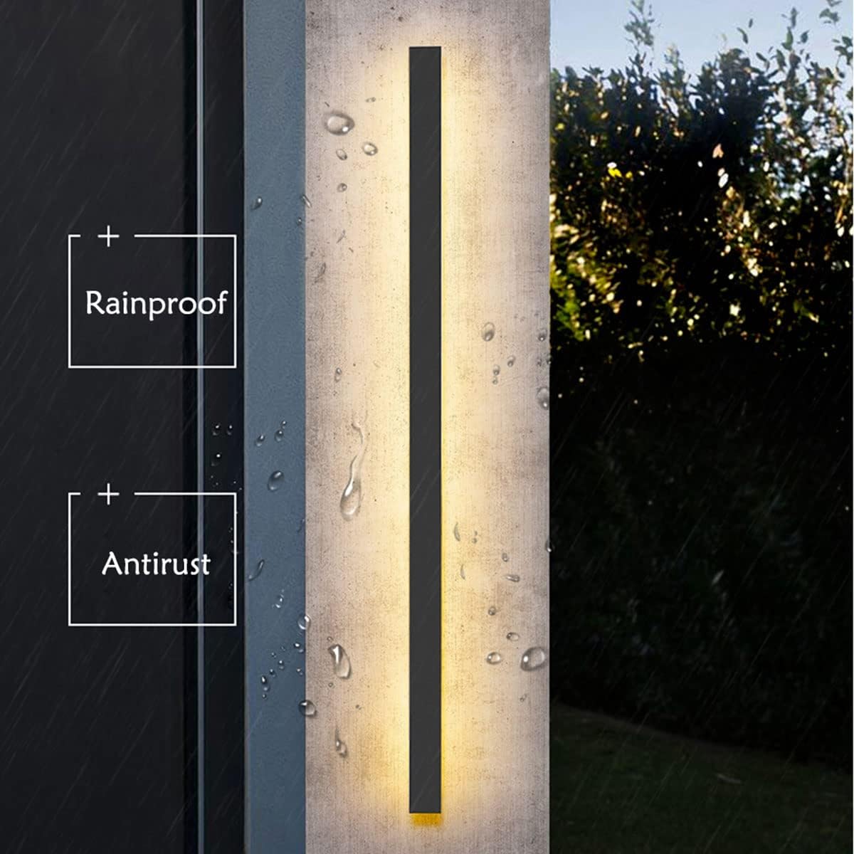 LED Wall Lamp Outdoor Modern Waterproof IP67 Porch Garden Long Wall Light & Indoor Bedroom Bedside Decoration Lighting Lamp (UL Classified) (Natural Light(4000K), 24INCH)
